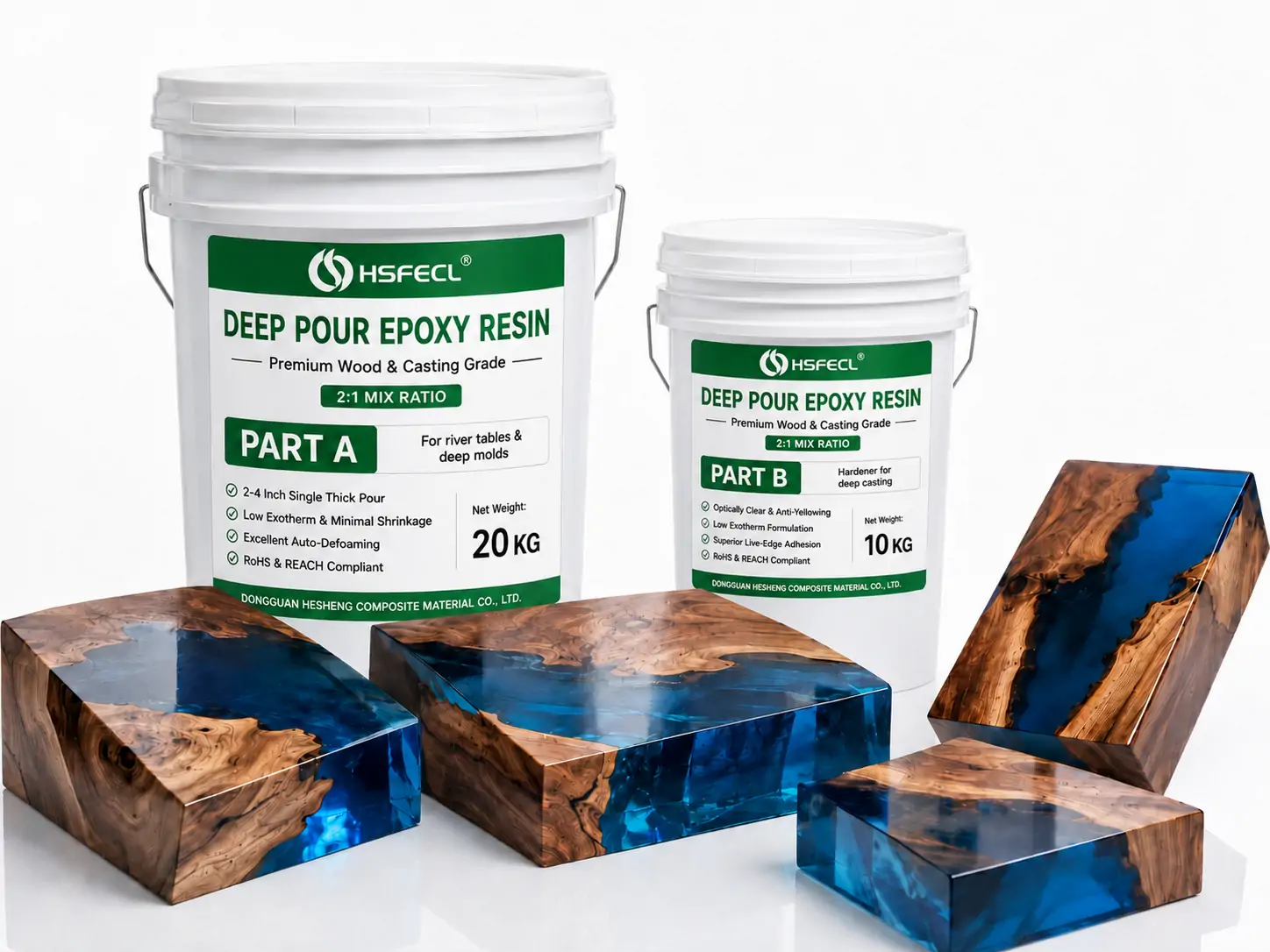 HSFECL 402AB two-to-one river table epoxy resin packaging for deep-pour wood casting
